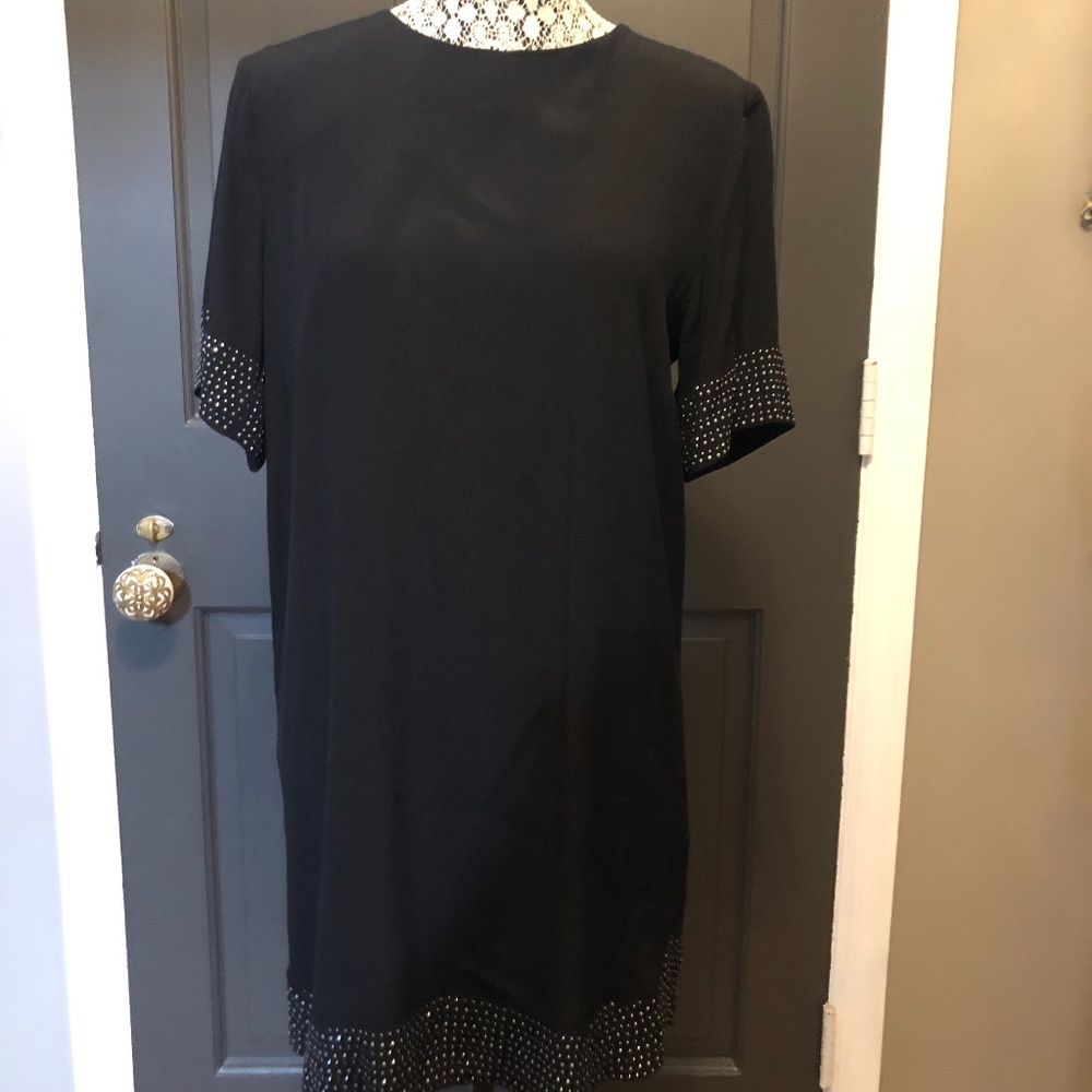 Black crepe beaded chemise dress